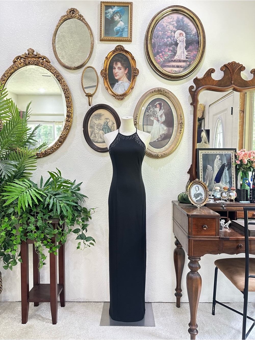 Vintage Black Rhinestome Gown by Zum Zum by Niki Livas